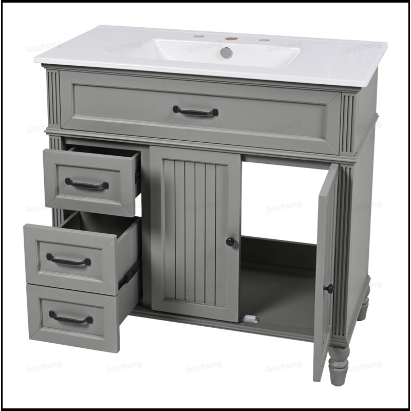 Meuble-lavabo 36 po avec lavabo, Gris