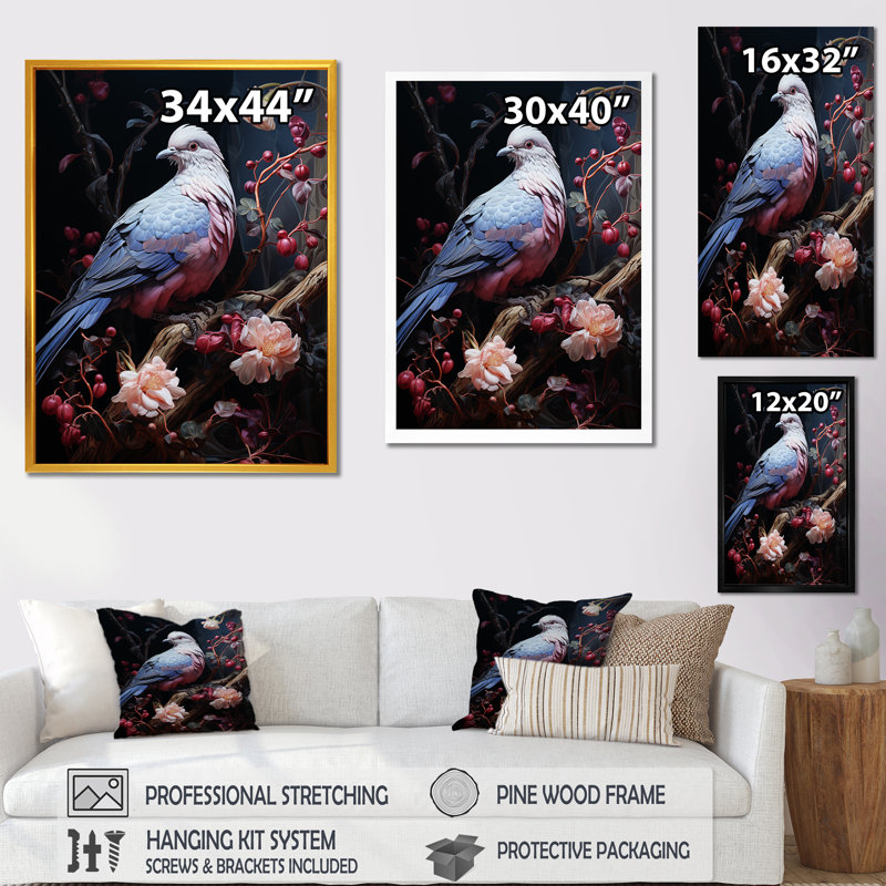Dove Reverie I - art mural colombe, H 20 po x l 12 po x P 1 po, Cadre flottant brun