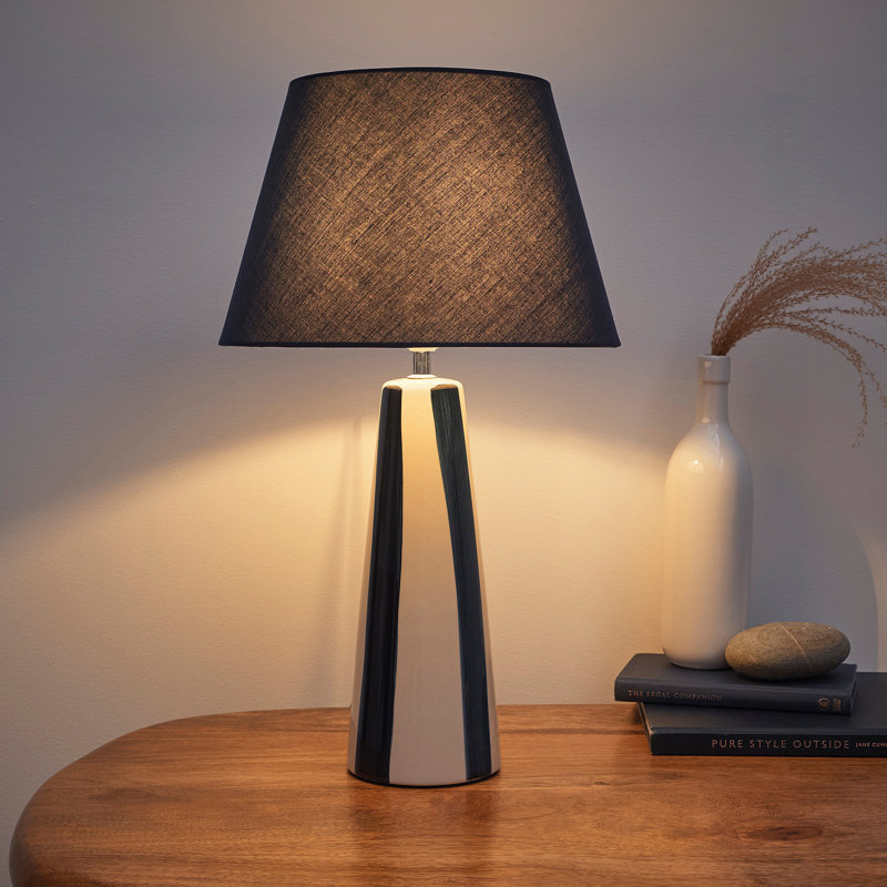 Ceramic & Fabric Table Lamp, Blue/White, Blue