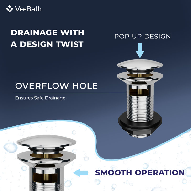  Basin Waste Slotted UnSlotted Dome Bathroom Click-Clack Sink Pop Up Push Button