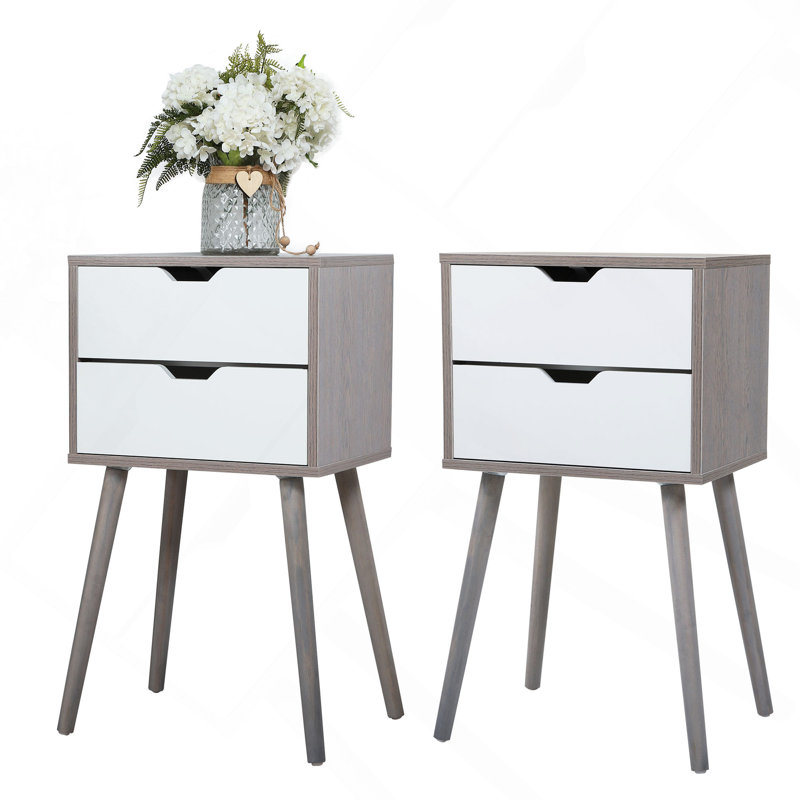 Ensemble de 2 tables de chevet avec rangement à deux tiroirs