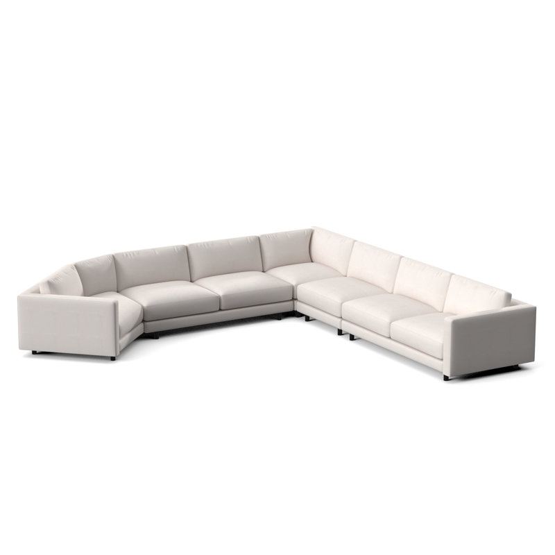 Avanni Patio Sectional with Sunbrella Cushions, Sailcloth Salt, Matte Black