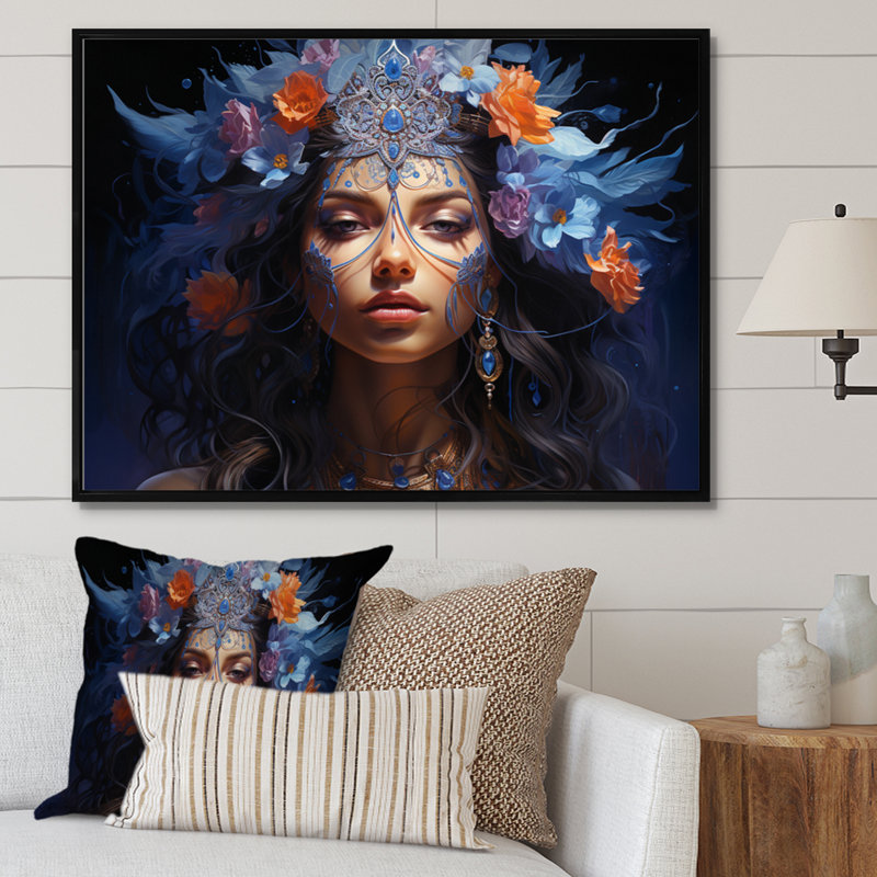 Hinduisim Art Shaktis Divine II - Spiritual Wall Art Living Room, H 34 po x l 44 po x P 1,5 po, Cadre flottant noir