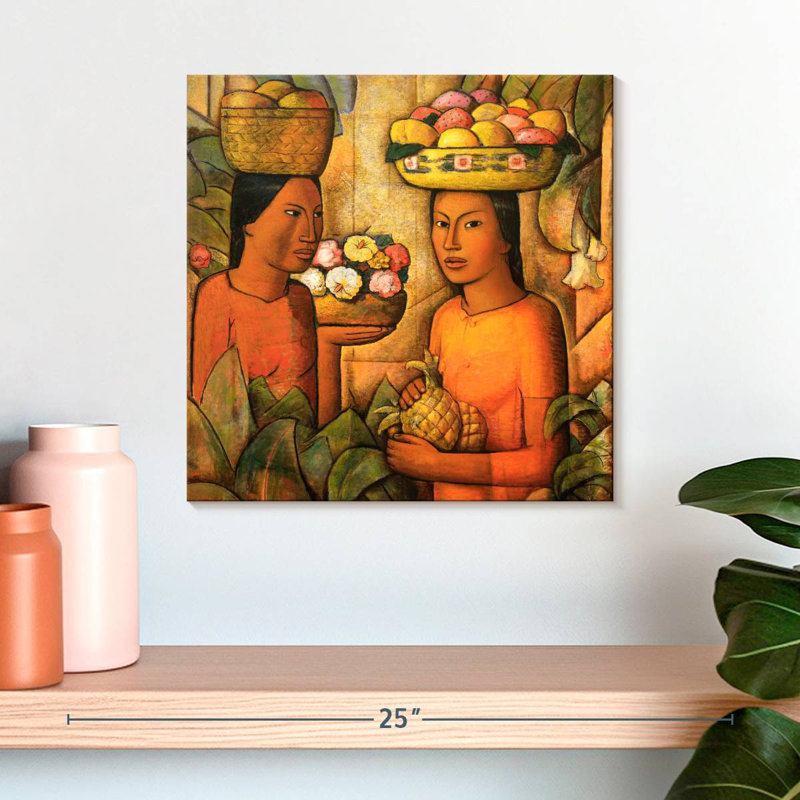 Mujeres Con Frutas, H 16 po x l 16 po