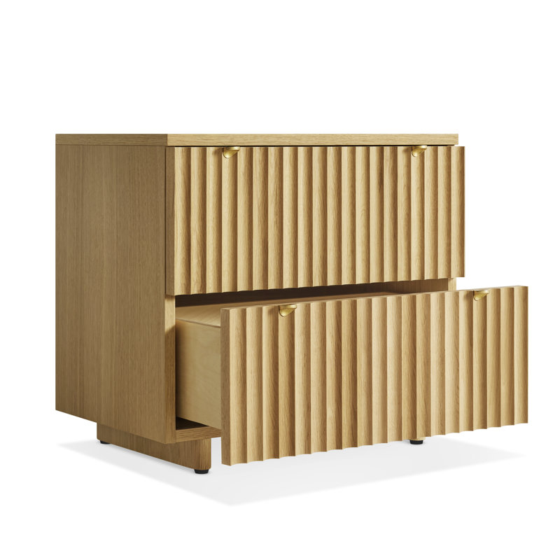 Murmur 2 - Drawer Solid Wood Nightstand, White Oak