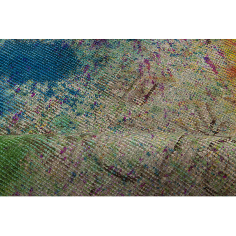 Modern One-of-a-Kind Rectangle 4'9" X 7' New Age Wool Area Rug in