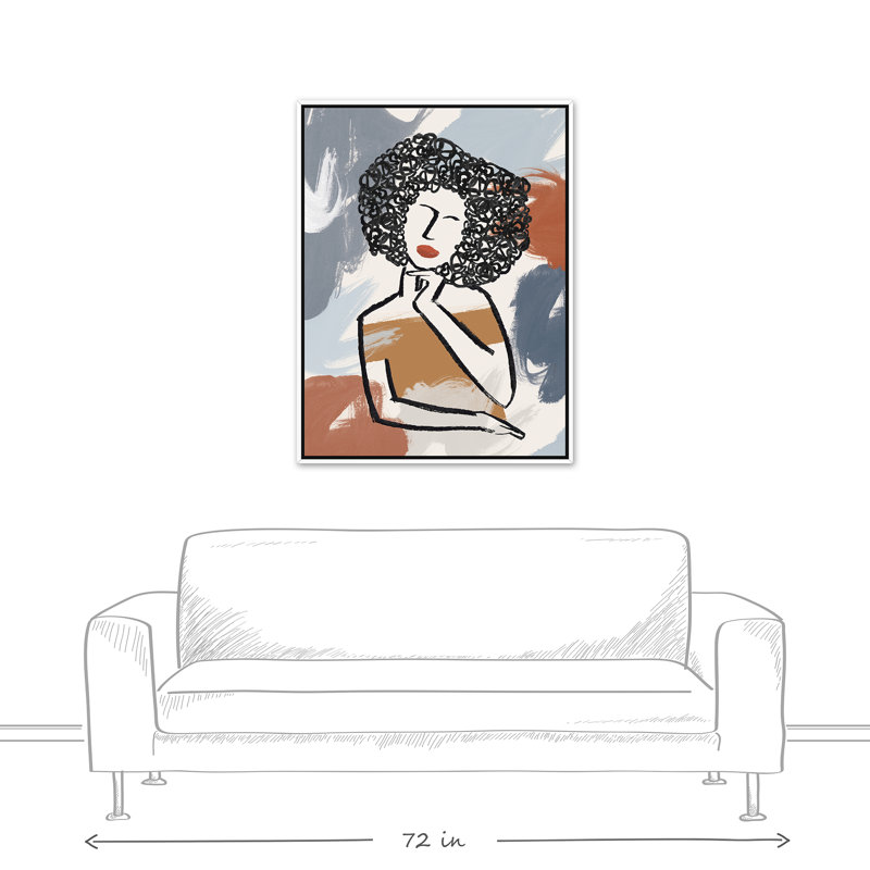 Dame réfléchie - imprimé, Toile à cadre flottant blanc, H 41,75 po x l 31,75 po x P 1,75 po