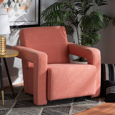 Jude Modern And Contemporary Light Red Fabric Upholstered Armchair by Orren Ellis