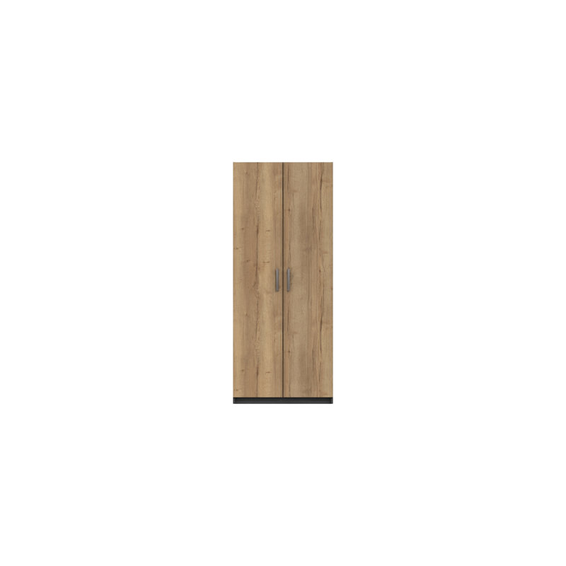 Harvey-Lee 2 Door Manufactured Wood Wardrobe, Graphite/Natural Rustic Oak