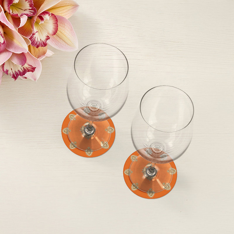 Sous-verres ronds en cuir végétalien ex votant orange, Orange