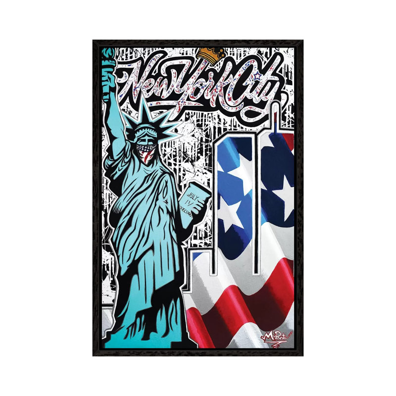 Twin Towers X Liberty NYC 1 Piece Painting on Canvas, 101.6 cm H x 66.04 cm W, Black Framed