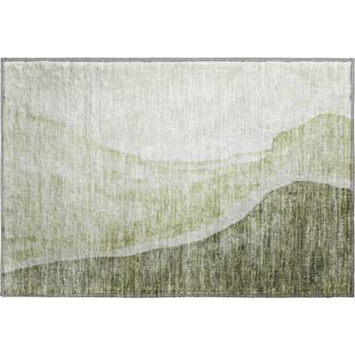 Premium Machine Washable Prisco Olive Rug