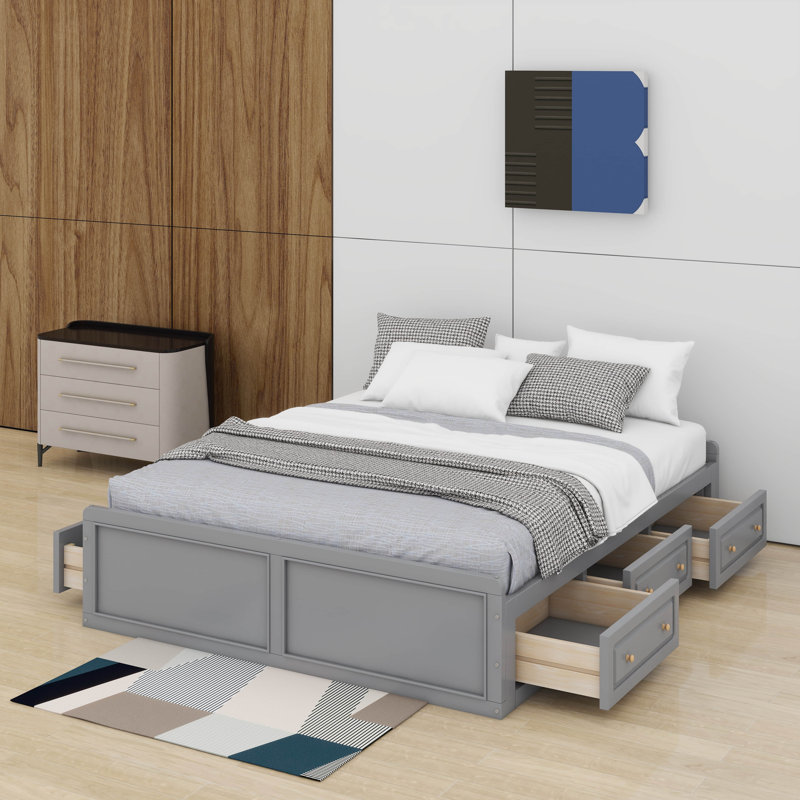 Queen Size Platform Bed With Drawers