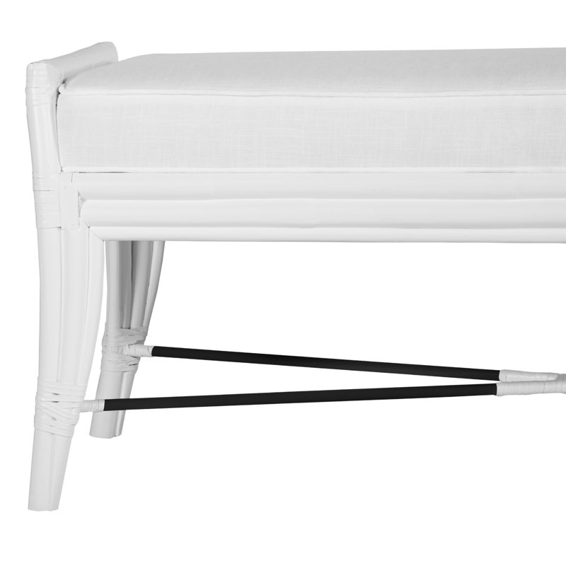 Malacca Upholstered Bench, White