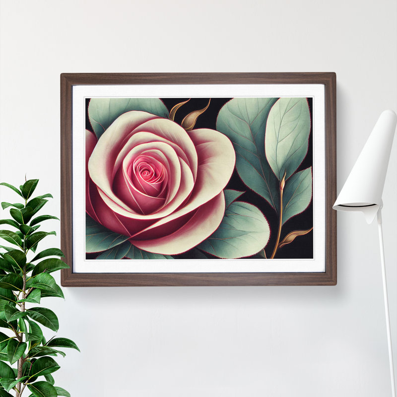 Splendid Rose Flower - Framed Print, 34cm H x 46cm W x 2cm D, Walnut