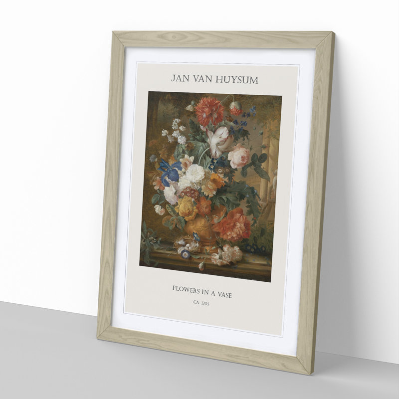 Still Life With Flowers Vol.5 by Jan Van Huysum - Single Picture Frame Print, Oak Framed, 36cm H x 27cm W x 2cm D
