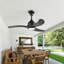 Ventilateur de plafond en bois intelligent à 3 pales de 42 po avec lumière et télécommande, à intensité variable 3 couleurs, moteur à courant continu réversible, encastré ou suspendu, noir-129420938