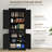 72.5" Kitchen Pantry Cabinet, Traditional Freestanding Storage Cabinet with 4 Doors, Drawer and 3 Adjustable Shelves for Dining Room, Black Wood Grain-269854377-269854379