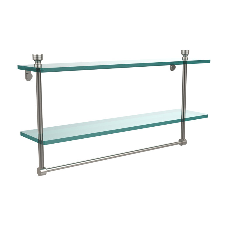 Tablette à 2 niveaux avec barre à serviettes Ballenas, 22 po, Nickel satiné