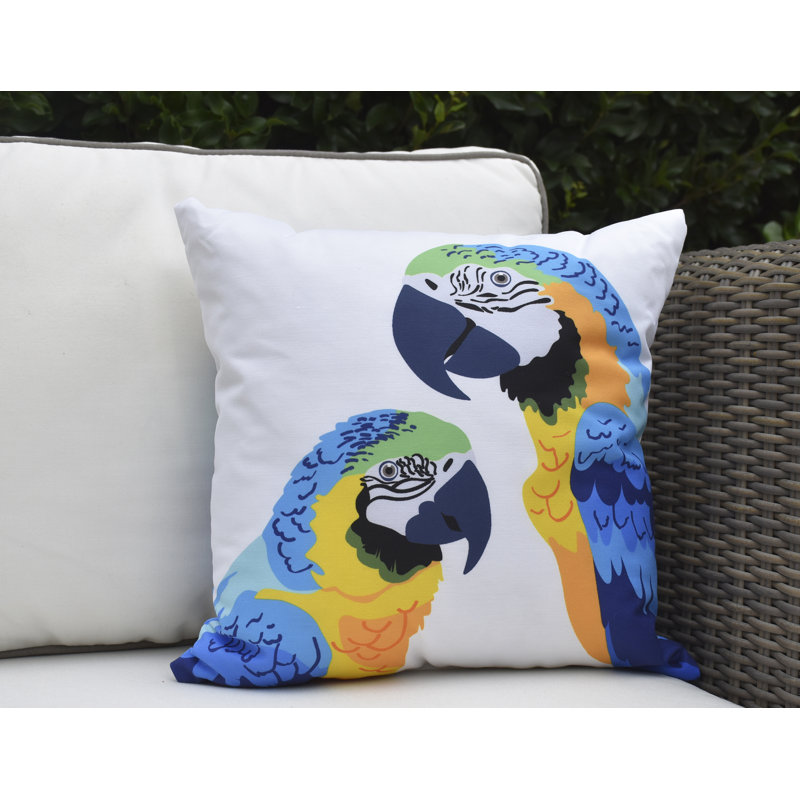 Cuban Flare Outdoor Reversible Throw Pillow, Mid Blue, 16" x 16"