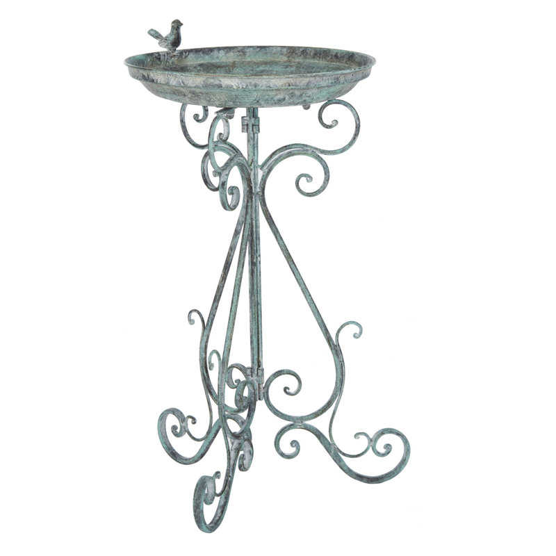 Allon Metal Single Tier Birdbath, Patina