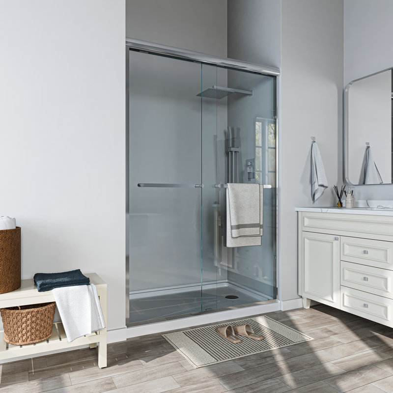 34''-35.5'' Black Aluminum Frameless Bi-Fold Shower Door