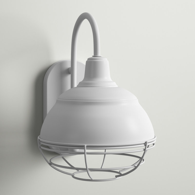 Luminaire de grange d'extérieur moderne 1 lumière H 11,5 po Fitzhugh, Blanc