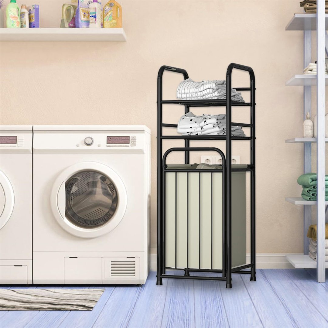 Tilt Out Laundry Hamper With 2 Tier Shelves