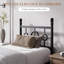 Metal Bed Frame, Vintage Circular Headboard & Footboard, Heavy-Duty Iron Platform Bed, No Box Spring Needed-1777617959