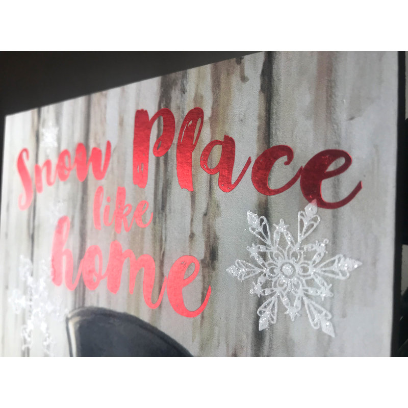 Panneau en bois avec support à corde Snow Place Like Home