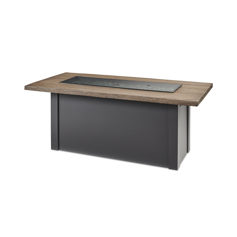 Havenwood Rectangle Smokeless Fire Pit Table with Hidden Fuel Tank, 24.5" H x 62" W x 30" D, Gray/Black