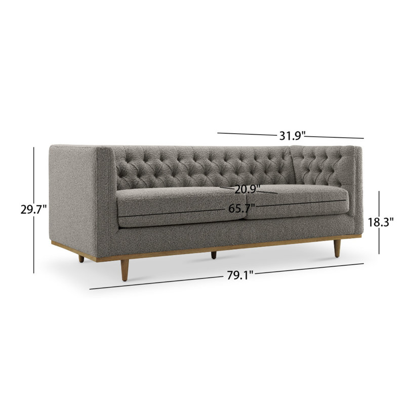 Canapé à accoudoirs carrés 79,1 po Adahir, Gris