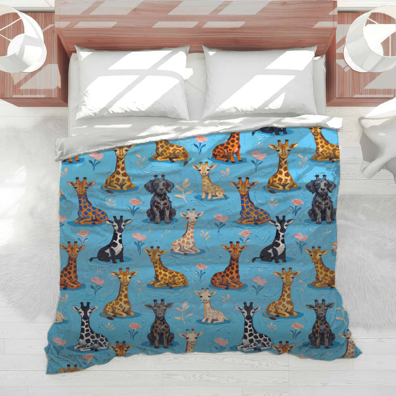 Édredon girafe à motif floral, Simple extra long