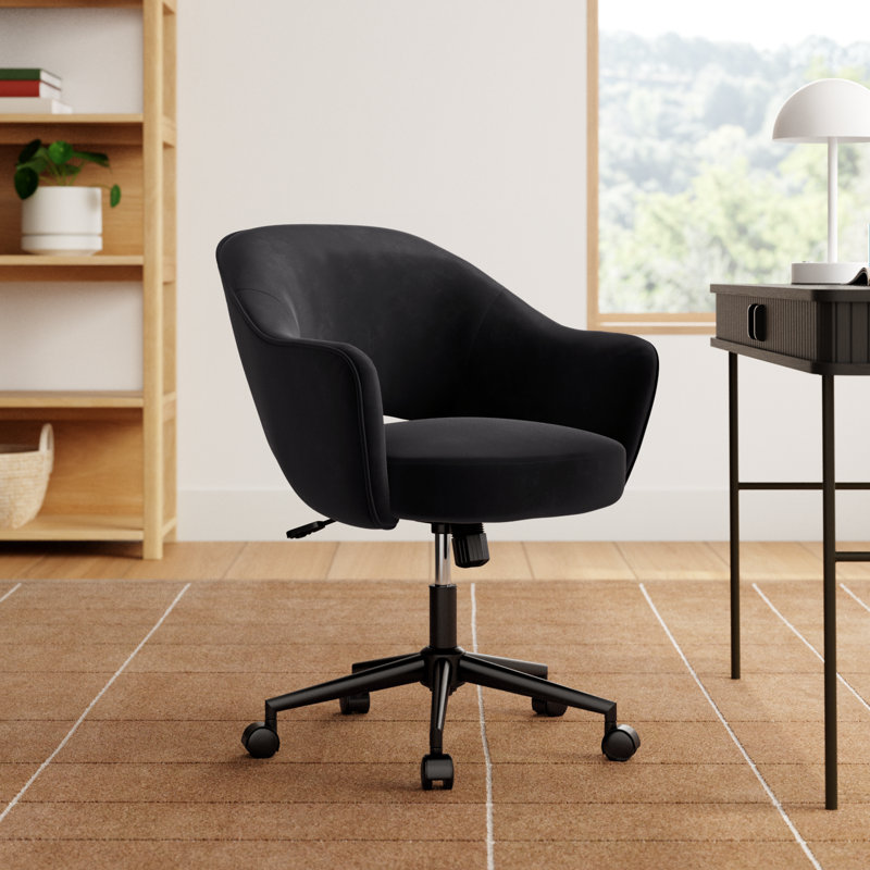 Black Faux Velvet Swivel Task Chair