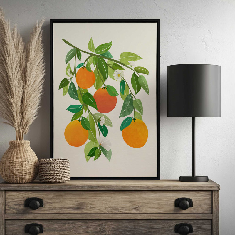 «Oranges and Blossoms II Tropical Fruit» par Modern Tropical, reproduction d'art, H 40 po x l 30 po, Blanc