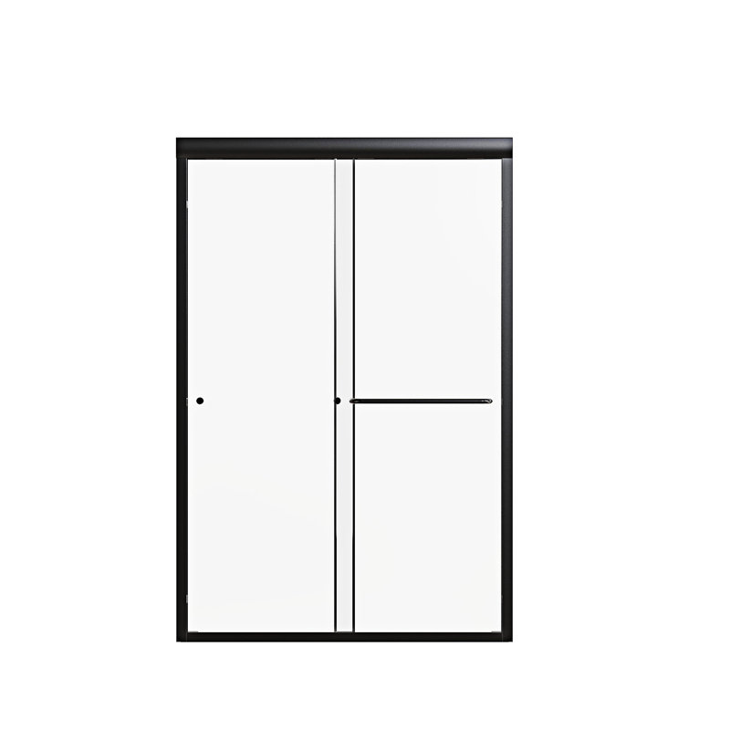 Semi-Frameless Double Sliding Shower Door, Matte Black