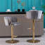 Tabourets de bar, avec repose-pieds chromé et base pivotante à hauteur réglable en velours mécanique et tabouret de bar simple Golden Leg