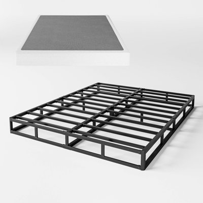 Ndayisenga 5 Inch Low Profile Metal Box Spring with Frabric Cover, Basics Mattress Foundation, Heavy Duty Steel Slat Support, Easy Assembly, Cal King Size