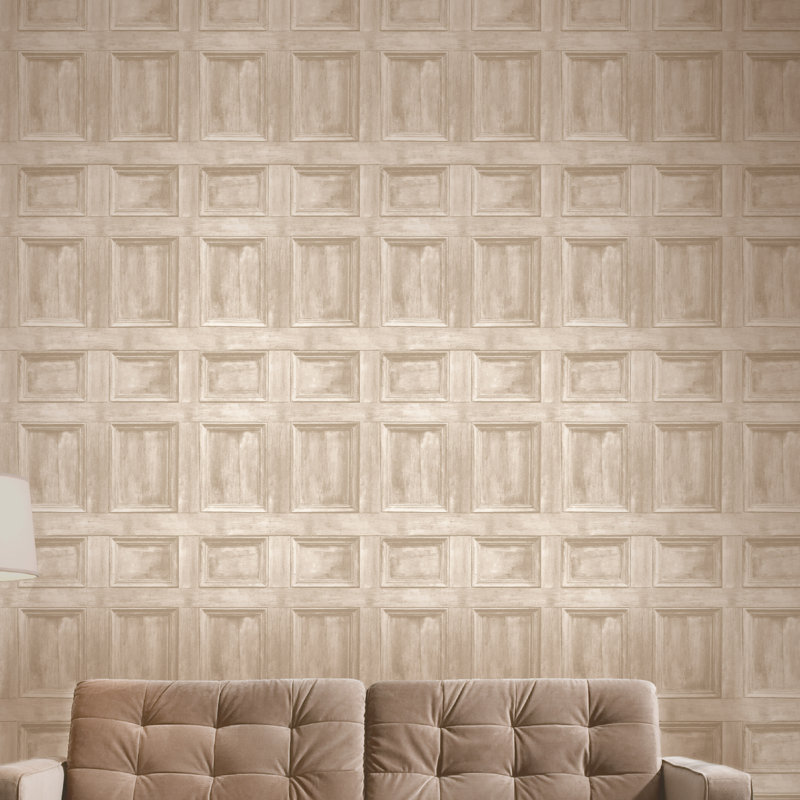 Distinctive Wood Panel Sidewall 10m x 52cm Wallpaper Roll, Cream