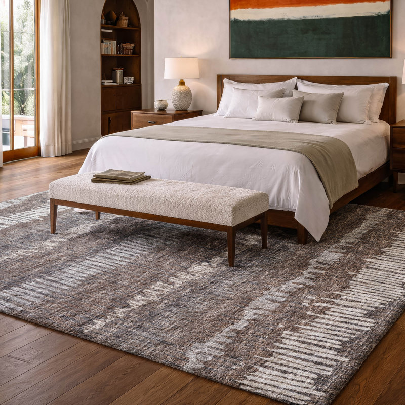 Tapis à poils longs de qualité supérieure lavable à la machine, Brun, 10 pi x 14 pi