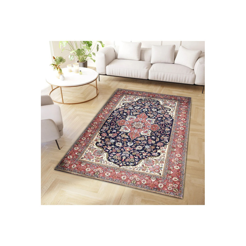 Tapis décoratif lavable à la machine moderne multicolore, Tapis de couloir 3 pi 3 po x 6 pi 7 po