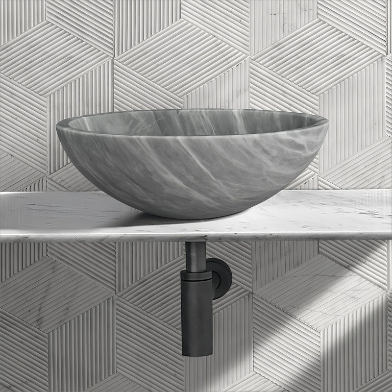 Bathroom Vessel Sink, Round Sink For Home, Gray