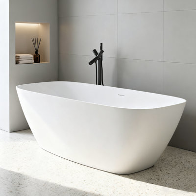 Baignoire de trempage autoportante 63 po. X 29,5 po. À surface solide dans une baignoire double blanche