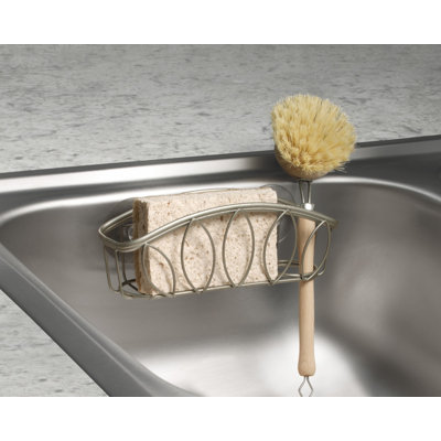 Spectrum Leaf Suction Cup Sponge and Brush Holder for Kitchen Sink, Satin Nickel
