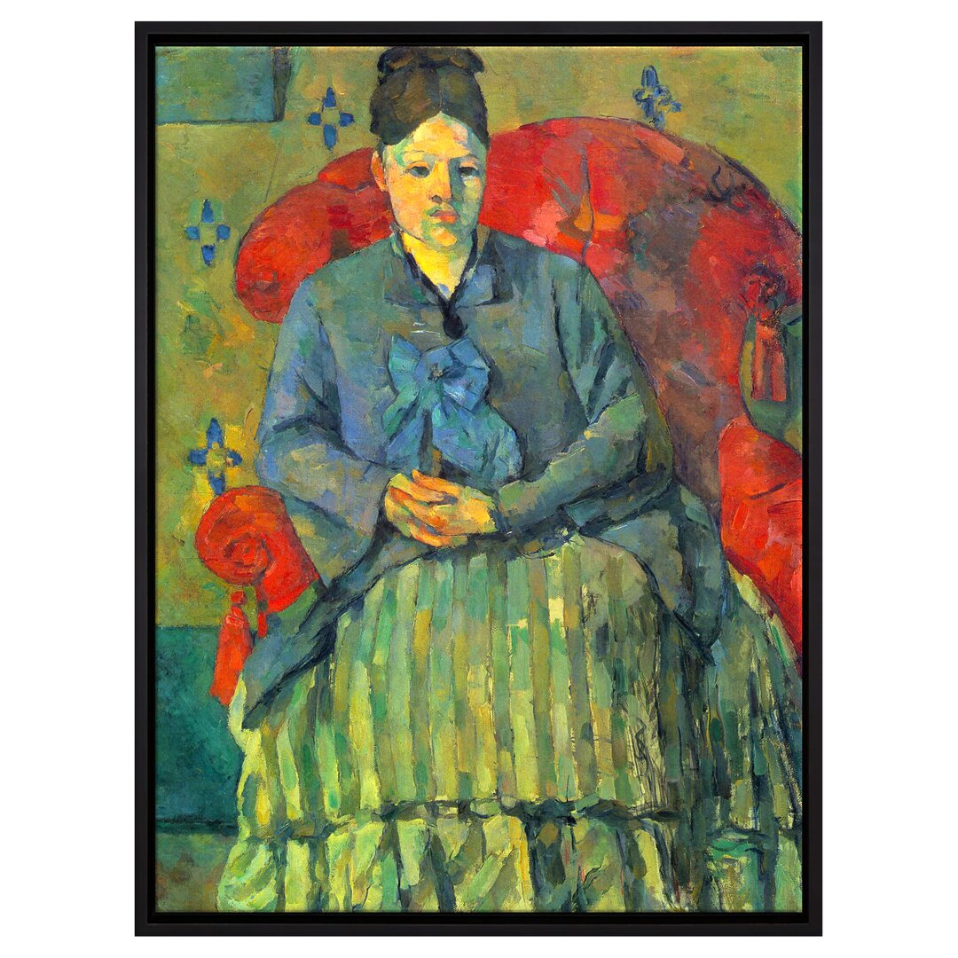 Gerahmter Kunstdruck Leinwandbild Porträt der Mme Cézanne in rotem Lehnstuhl von Paul Cézanne