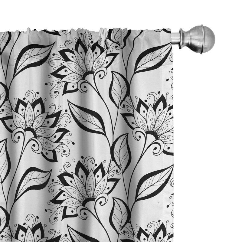 Floral Semi-Sheer Rod Pocket Curtain Panels, 28" x 95"