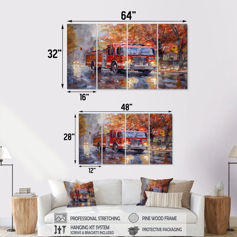 Kynslee - Ensemble de décoration murale pompier, H 32 po x l 64 po