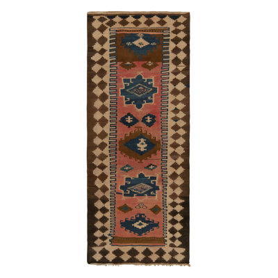 One-of-a-Kind 3’9” X 8’11” 1950s Runner Wool Area Rug in