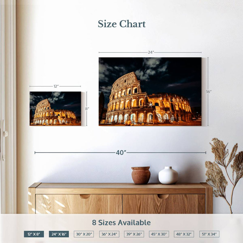 Kavia Roman Colosseum At Night, 16" H x 24" W