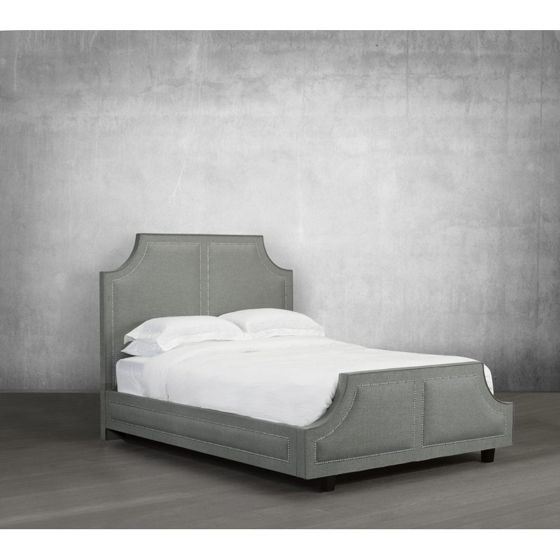 Lit plateforme en tissu d’ameublement Stoller, Double, Cuir retravaillé - cendre